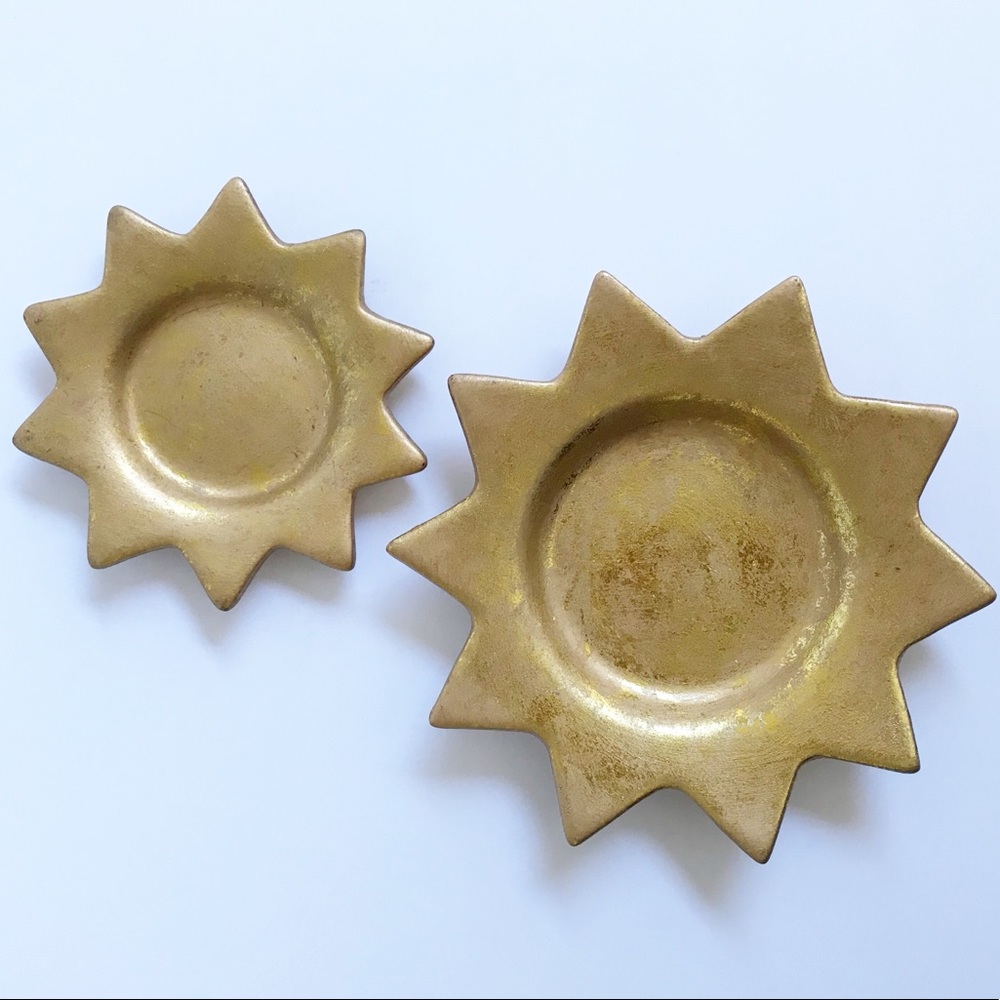 Gold Painted Terra Cotta Star Candle Holders